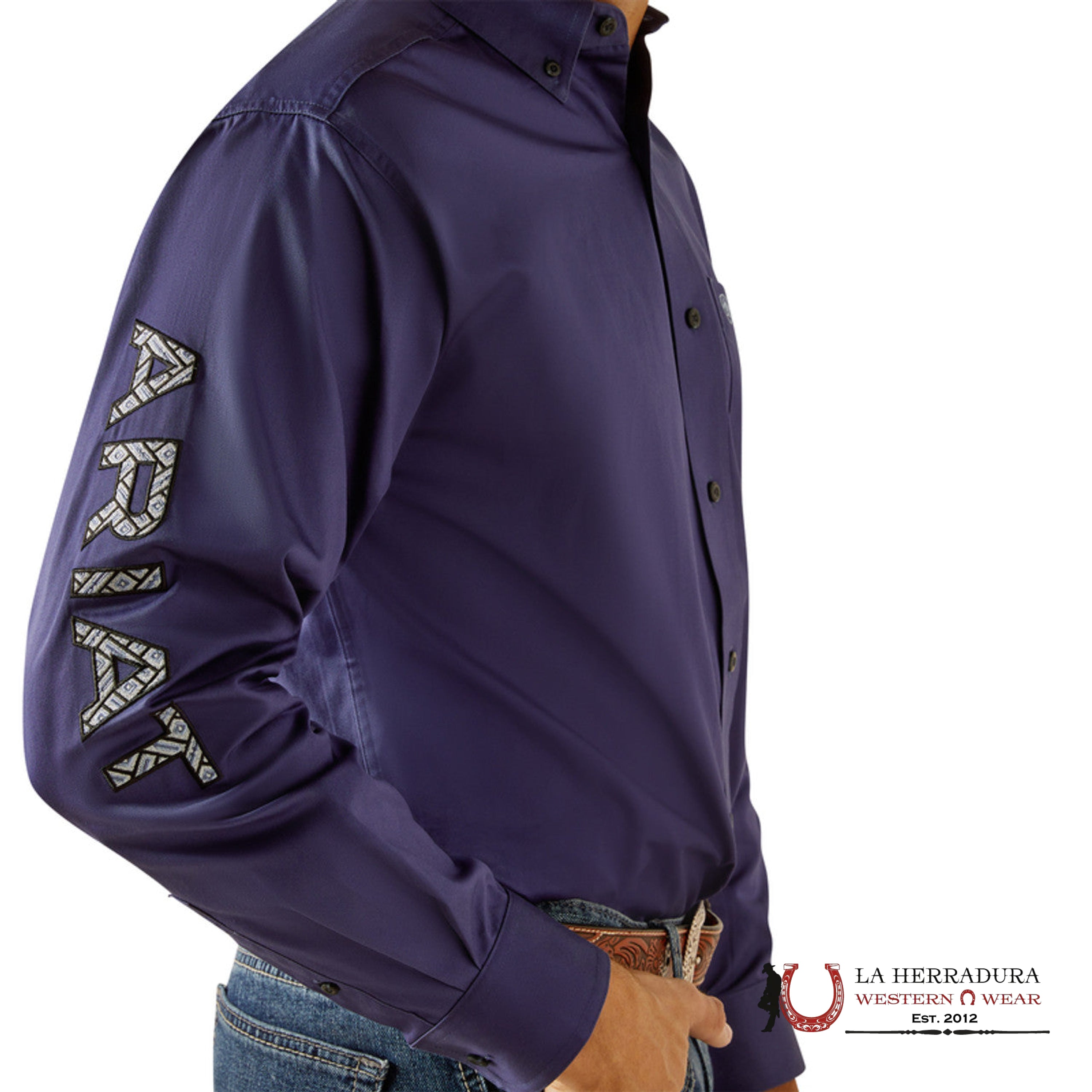 Ariat Classic Team Logo Twill Dark Blue Long Sleeve Shirt-2822 Ropa Hombres