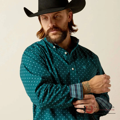 ARIAT CLASSIC WT GUNNAR DEEO TEAL LONG SLEEVE SHIRT - 10052374
