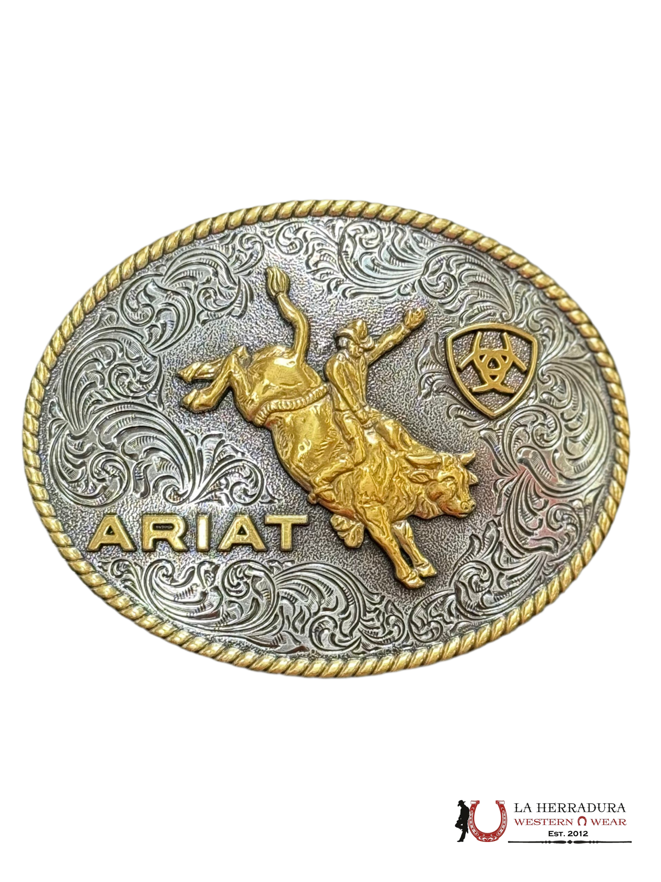 ARIAT COWBOY RIDING GOLD DETAILS ROUND BUCKLE ACCESORIOS