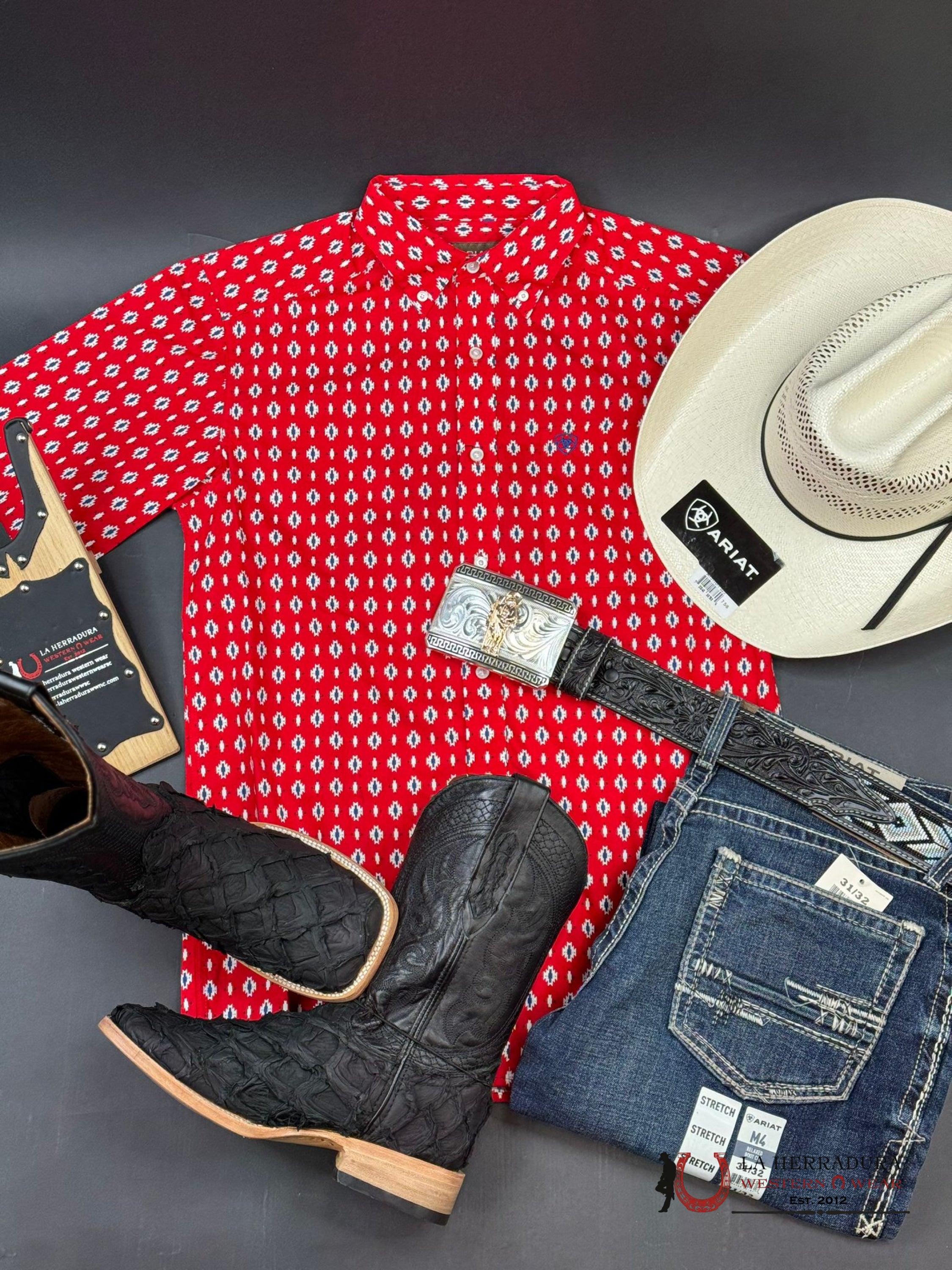 Ariat Decker Beacon Red Shirt Sleeve Ropa Hombres