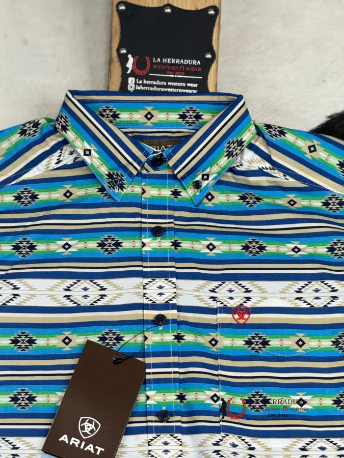 Ariat Denzel Limoges Blue Short Sleeve Shirt Ropa Hombres