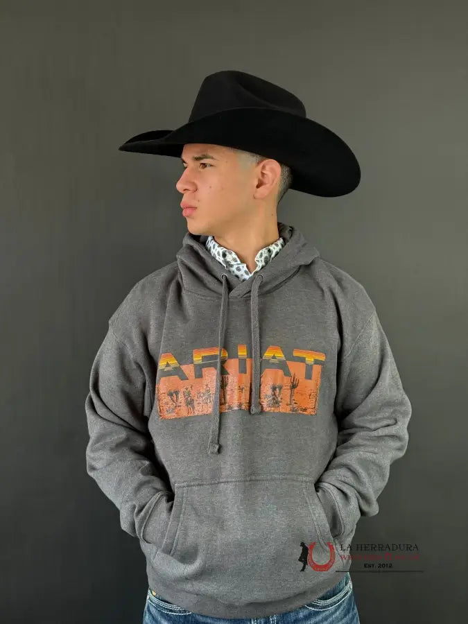 Ariat Desert Roam Hoodie Charcoal Heather Ropa Hombres