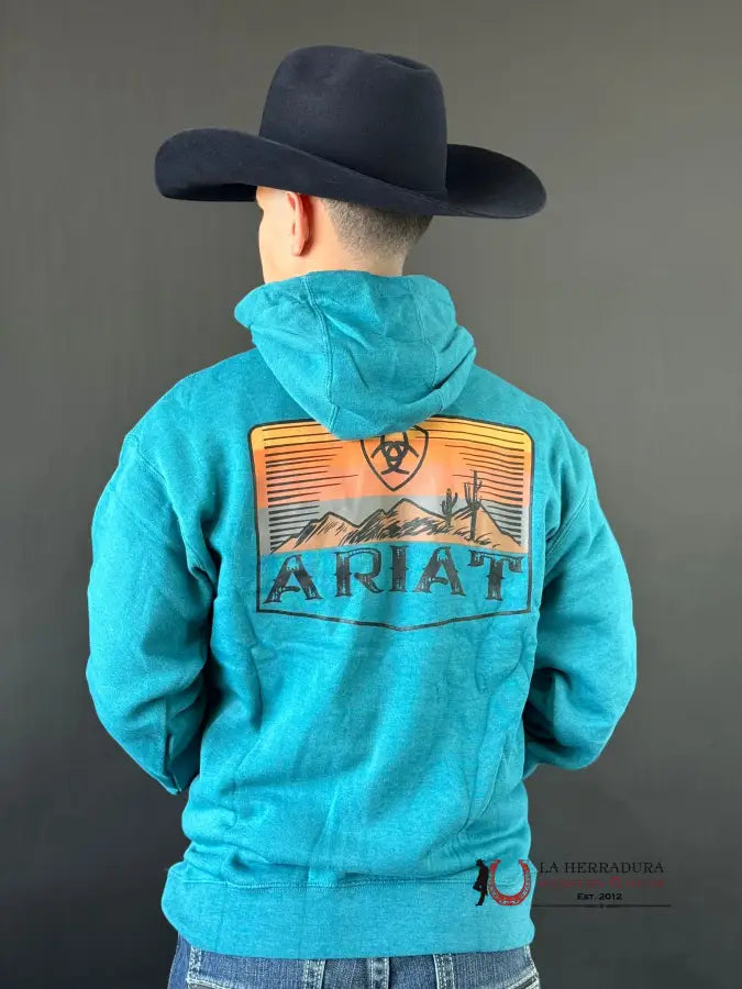 Ariat Desert Sun Hoodie Ocean Depths Heather Ropa Hombres