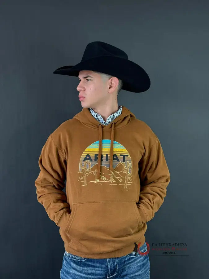 Ariat Desert Sunrise Hoodie Chestnut Horse Ropa Hombres