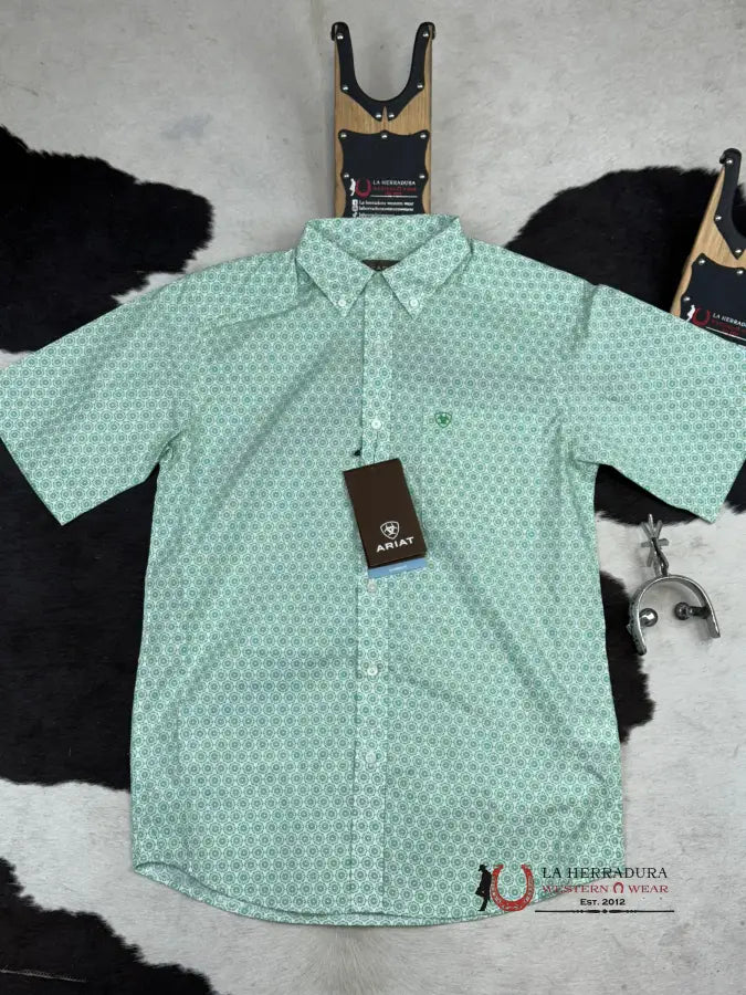 Ariat Dimitri Celedon Glass Green Short Sleeve Shirt Ropa Hombres