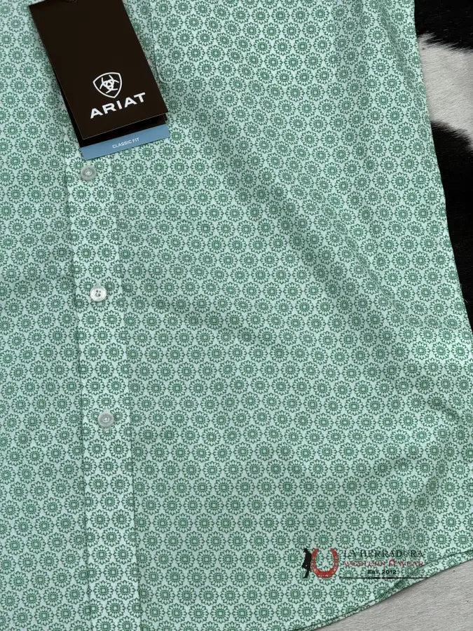 Ariat Dimitri Celedon Glass Green Short Sleeve Shirt Ropa Hombres