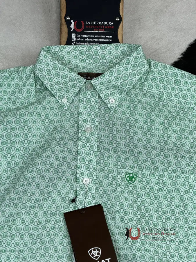 Ariat Dimitri Celedon Glass Green Short Sleeve Shirt Ropa Hombres