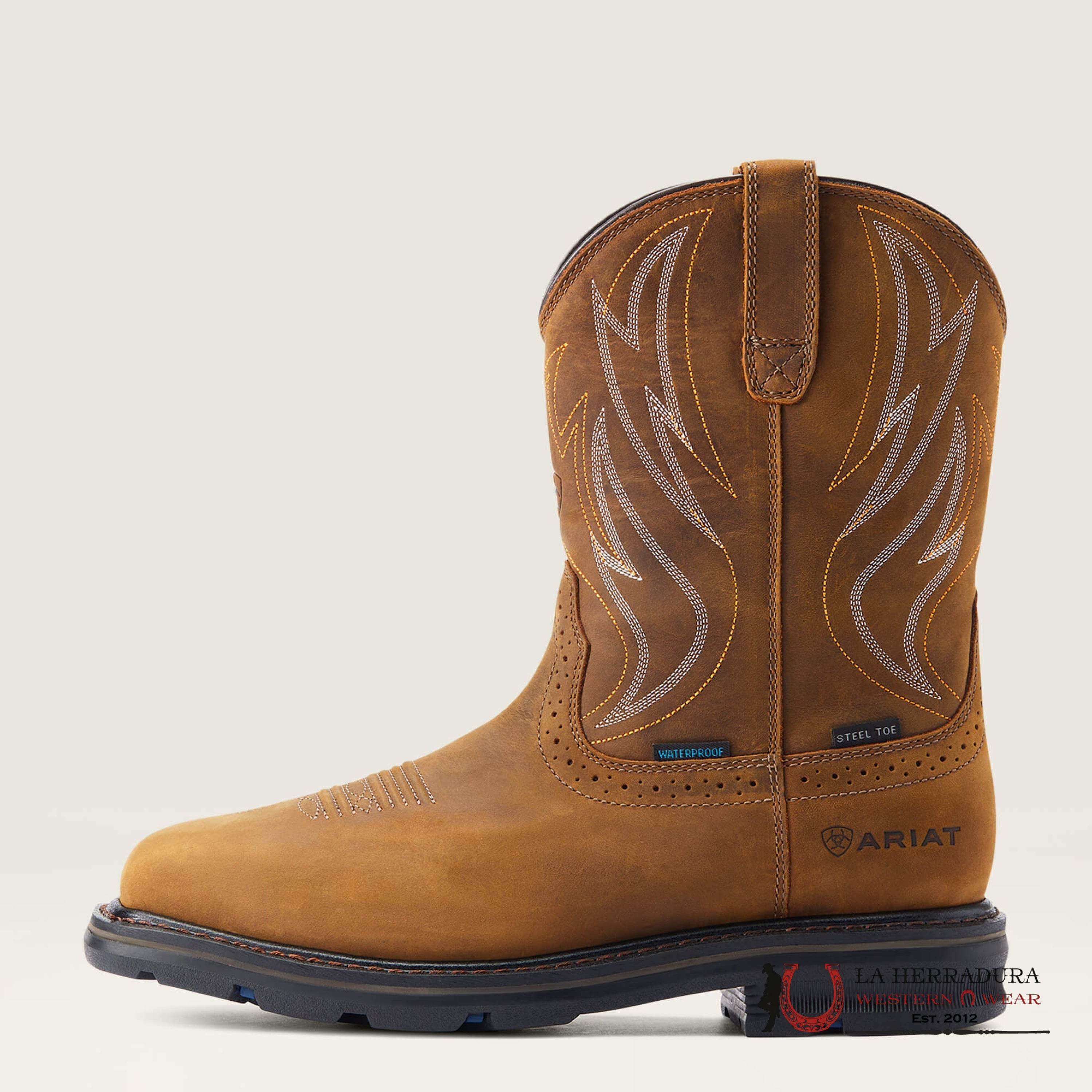 Ariat Distressed Brown Wide Square Toe Sierra Shock Shield Steel