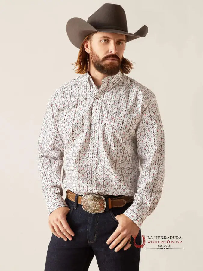 ARIAT EDGAR LONG SLEEVE SHIRT WHITE - 7188