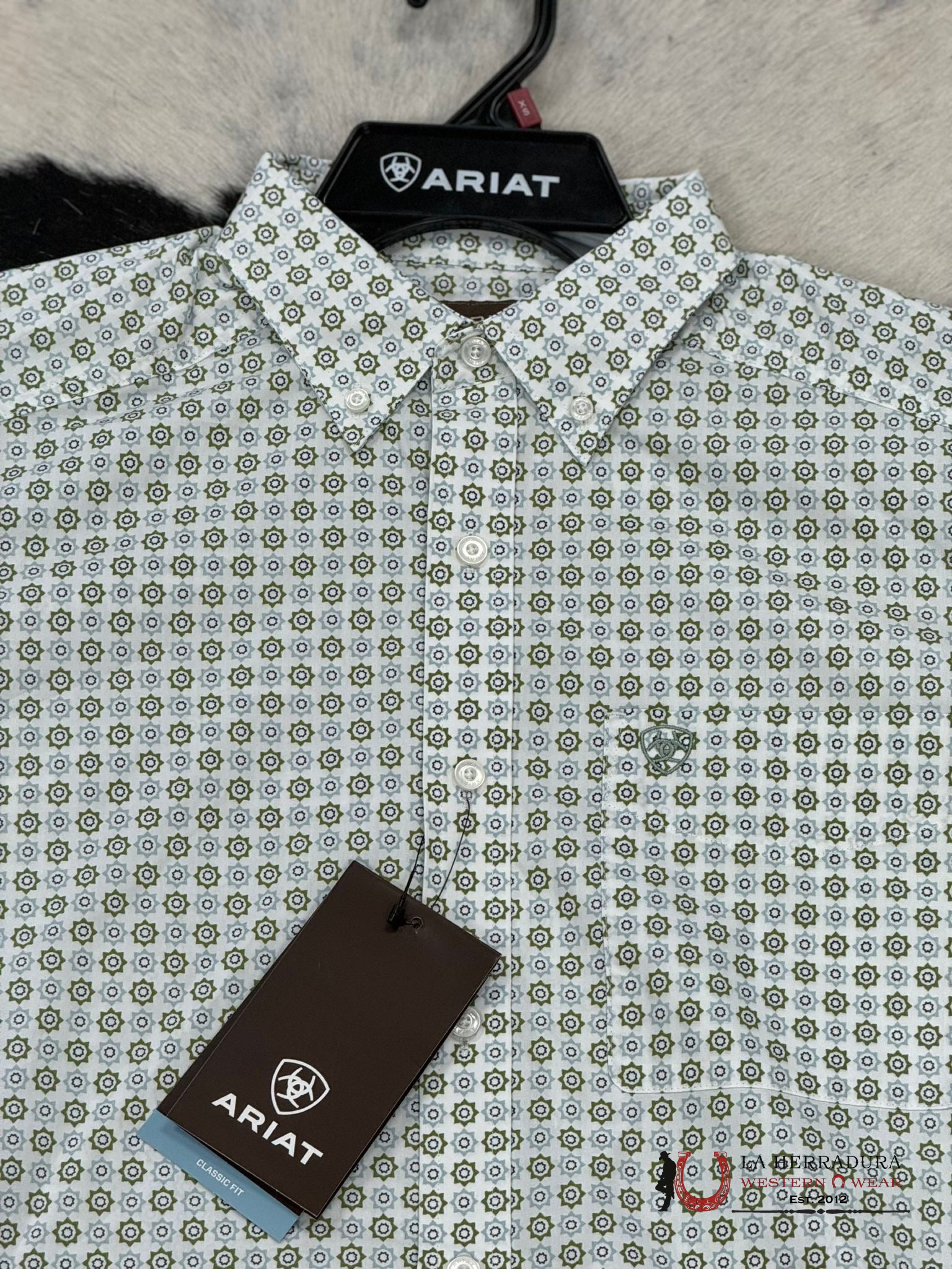 Ariat Eduardo Green Short Sleeve Shirt Ropa Hombres