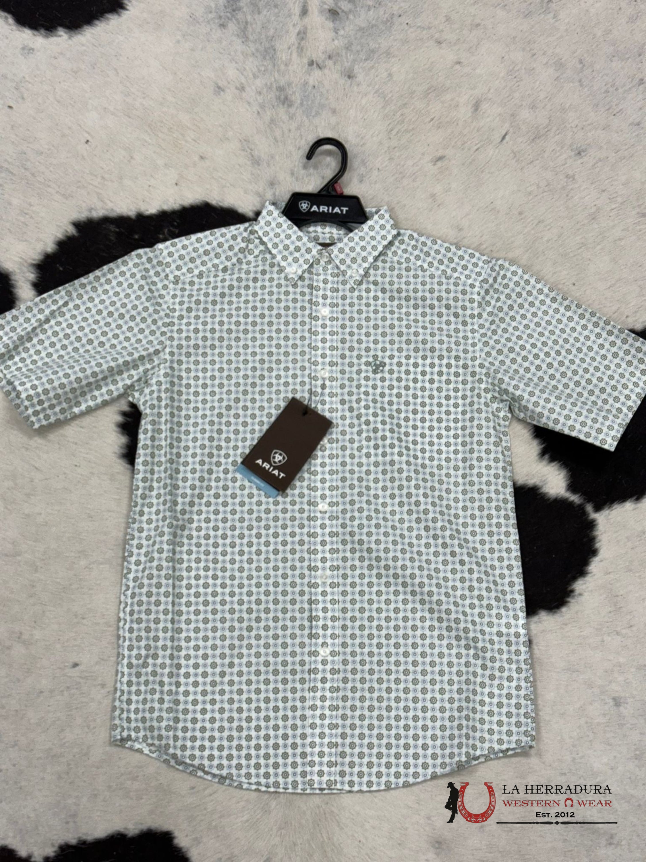 Ariat Eduardo Green Short Sleeve Shirt Ropa Hombres