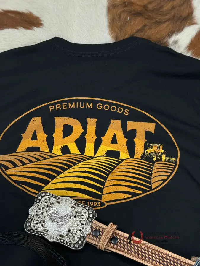 Ariat Farm Fields Black Short Sleeve Shirt Ropa Hombres