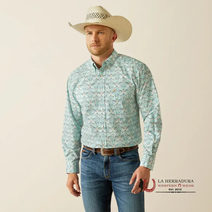 Ariat Fitte Jerome Long Sleeve Shirt Teal - 4696 Ropa Hombres