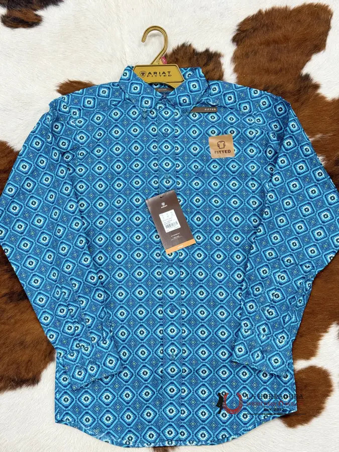 Ariat Fitted Brund Lanai Turquoise Ropa Hombres