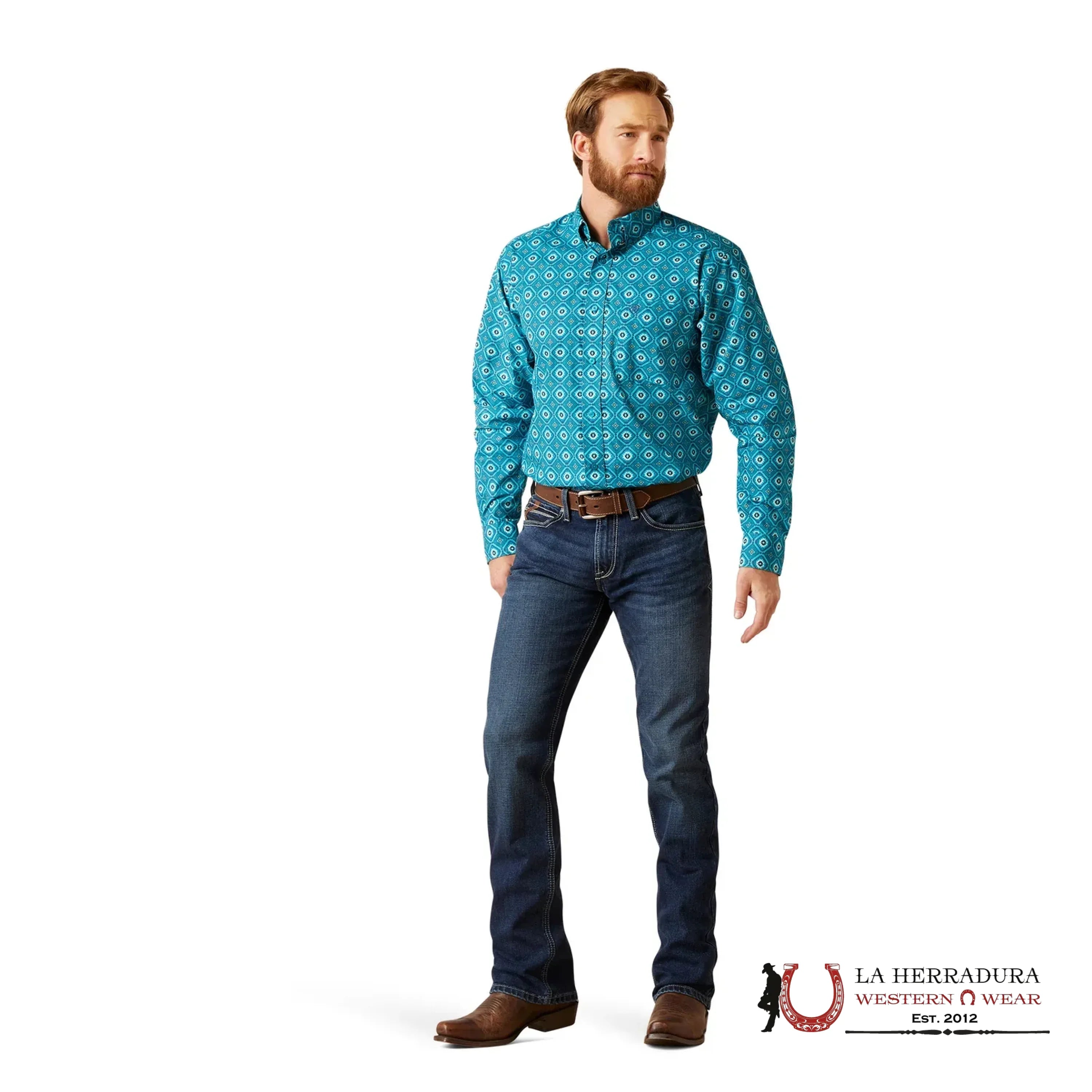 Ariat Fitted Bruno Lanai Turquoise 10046194 ROPA HOMBRES