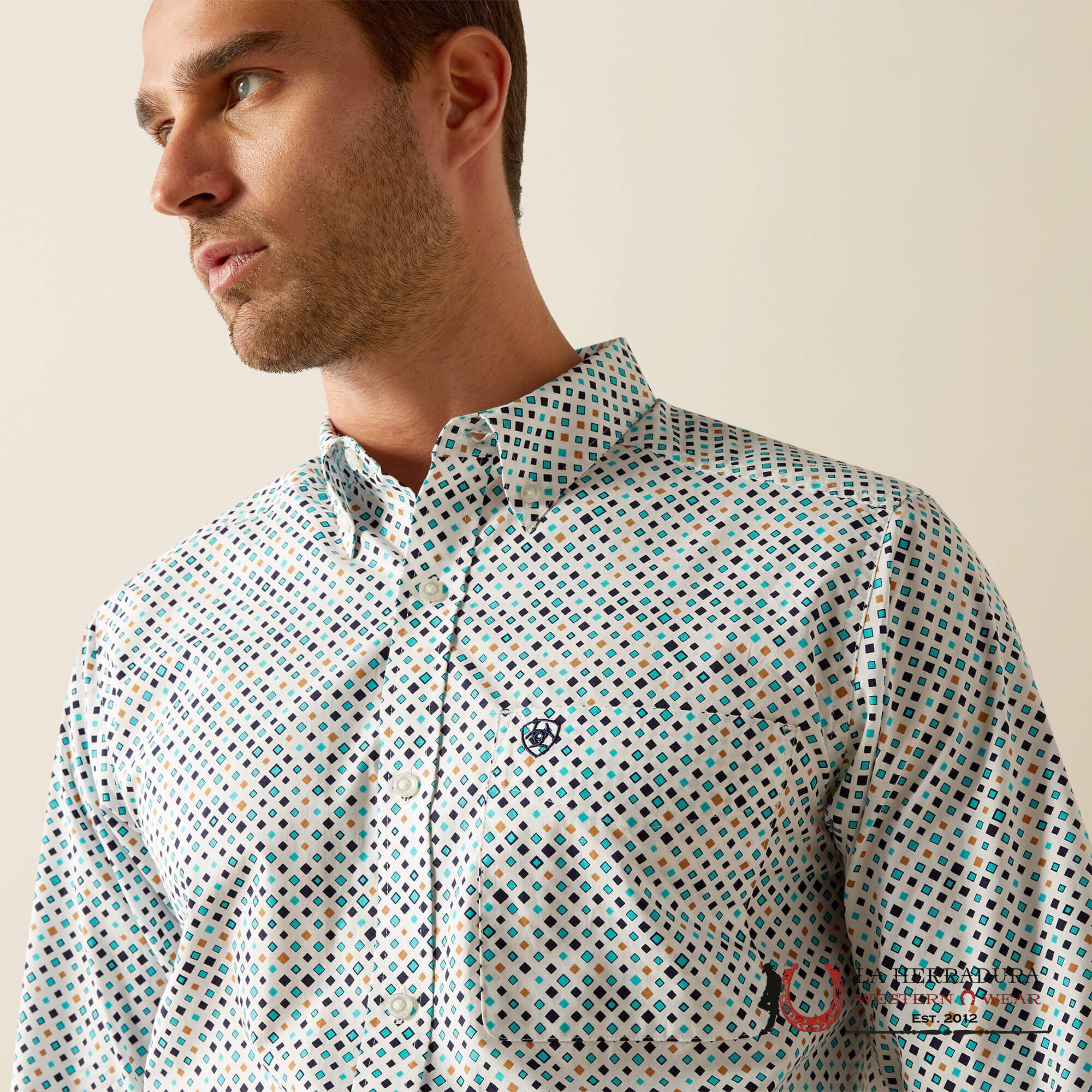 Ariat Fitted Long Sleeve Shirt Jansen Blue - 4746 Ropa Hombres