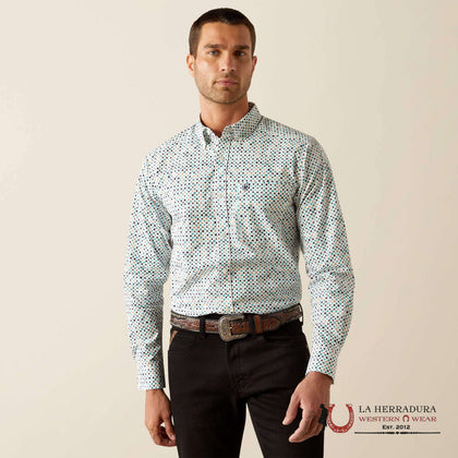ARIAT FITTED LONG SLEEVE SHIRT JANSEN BLUE - 10054746