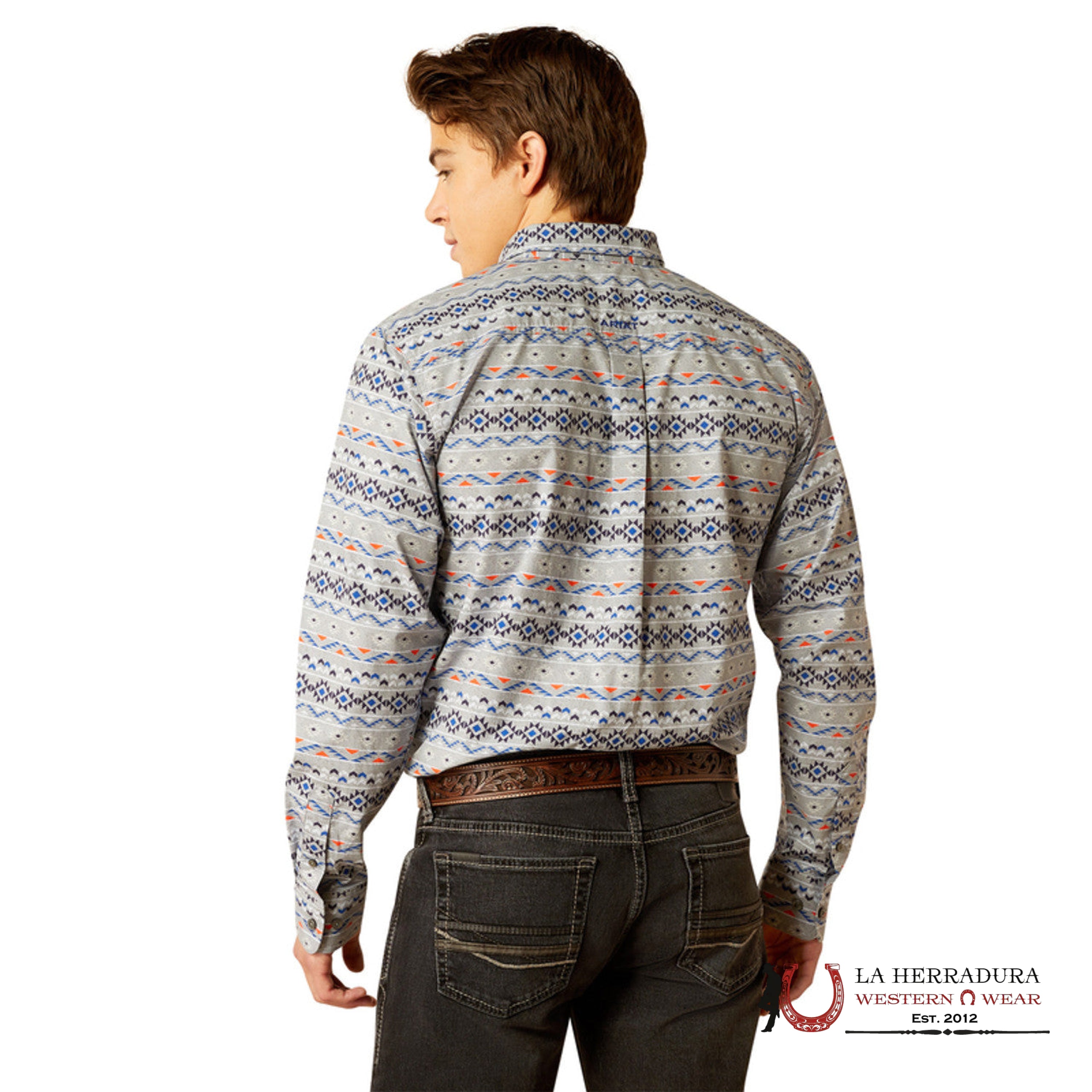 Ariat Fitted Richie Grey Long Sleeve Shirt Ropa Hombres