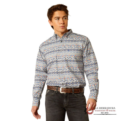 ARIAT FITTED RICHIE GREY LONG SLEEVE SHIRT 10051989