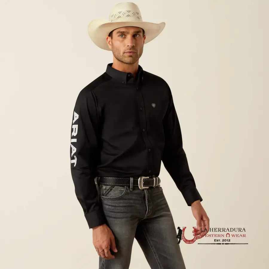 Ariat Fitted Team Logo Twill Long Sleeve Shirt Black/Grey - 5406 Ropa Hombres