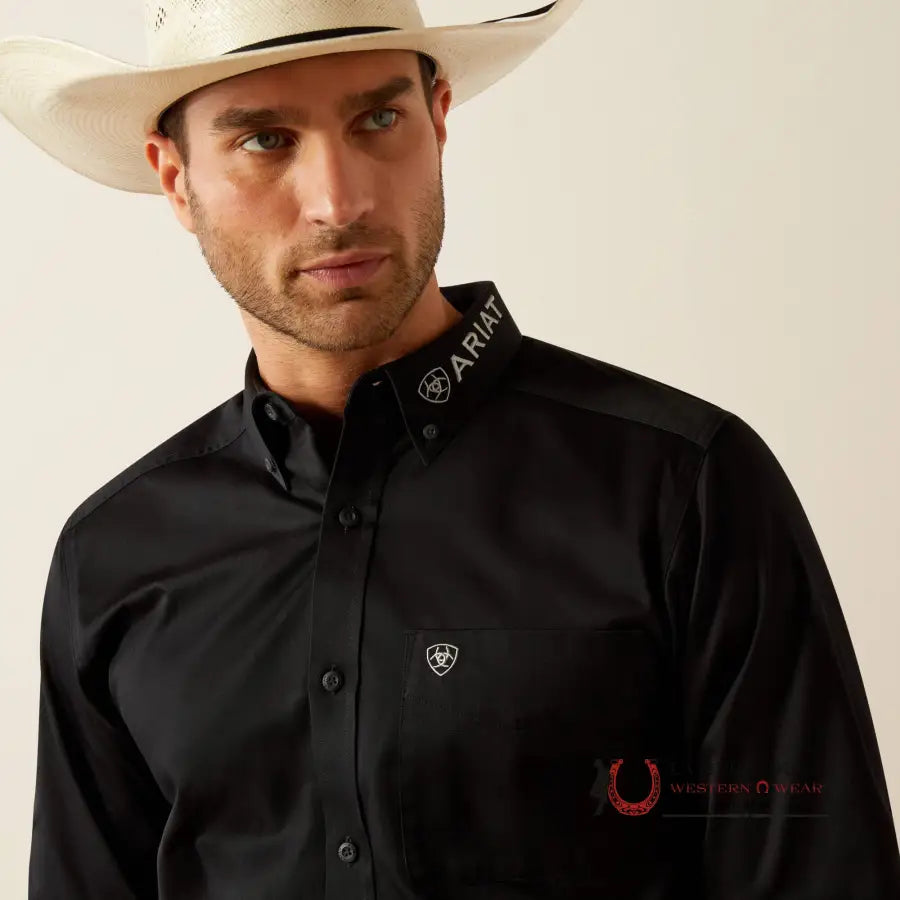 Ariat Fitted Team Logo Twill Long Sleeve Shirt Black/Grey - 5406 Ropa Hombres