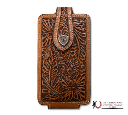 ARIAT FUNDA DE MÓVIL MARRÓN CON ESCUDO FLORAL EN RELIEVE - ACC - A0604448