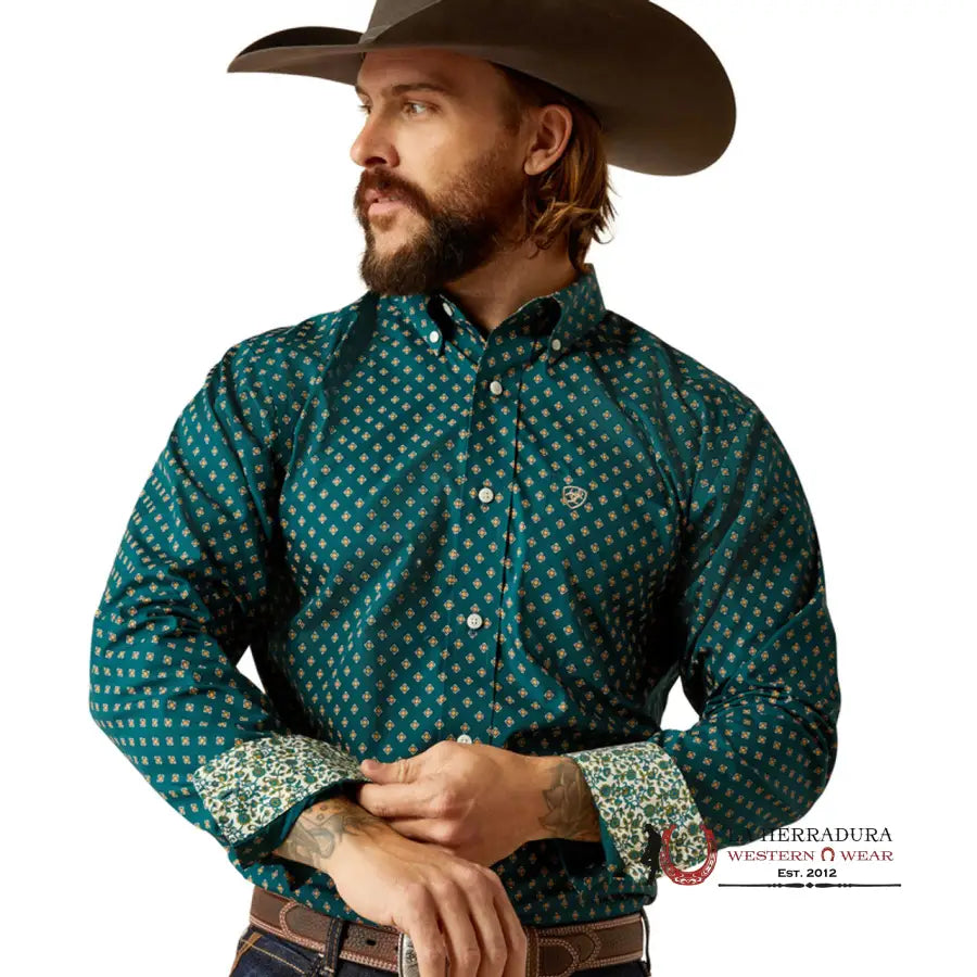 Ariat Futted Grover Deep Teal Long Sleeve Shirt - 2382 Ropa Hombres