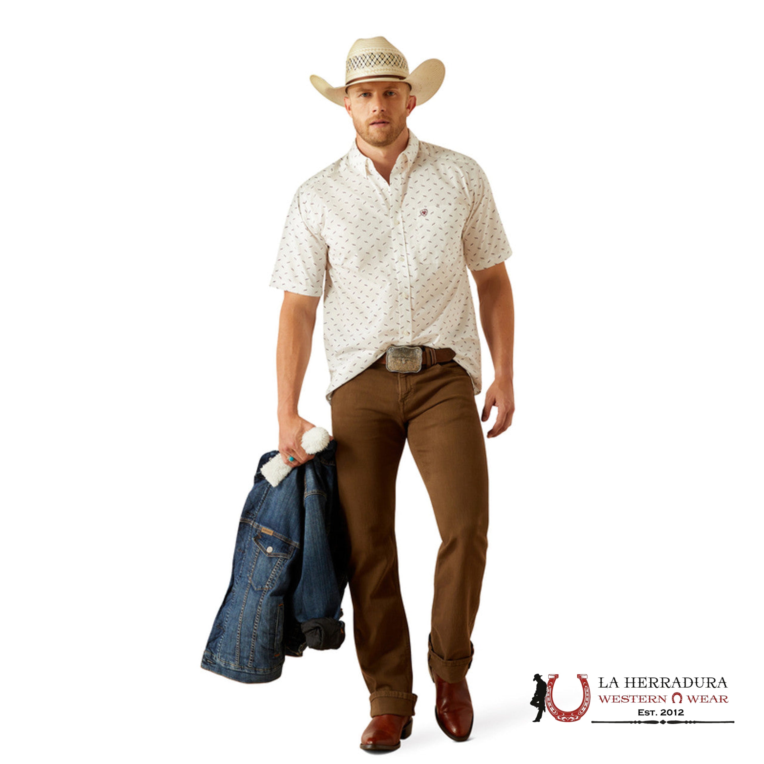 ARIAT GRANT SHORT SLEEVE SHIRT WHITE - 4680 ROPA HOMBRES