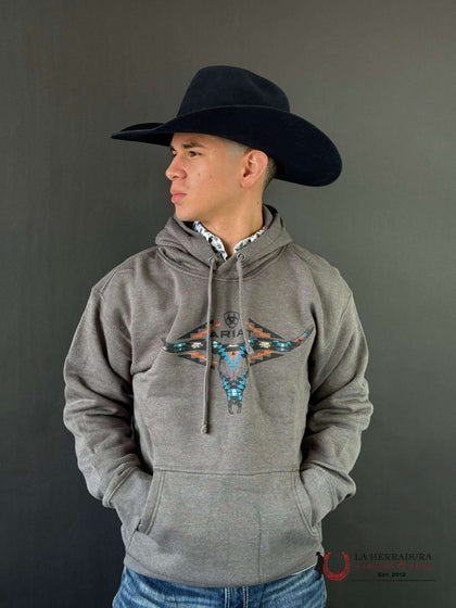 ARIAT HORNS SOUTHWEST HOODIE MEDIUM GREY 10041725
