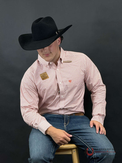 ARIAT IZAIAH TOBASCO RED FITTED LONG SLEEVE SHIRT - 10051504