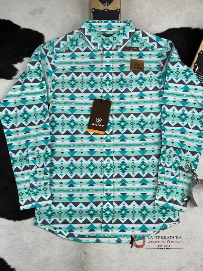 Ariat Jacey Turquoise Long Sleeve Shirt Ropa Hombres