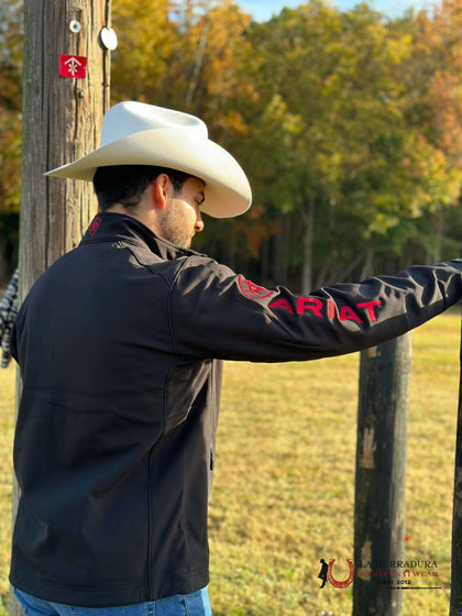 ARIAT JACKET LOGO 2.0 SOFTSHELL BLACK/RED INDPOT SMU 10043176