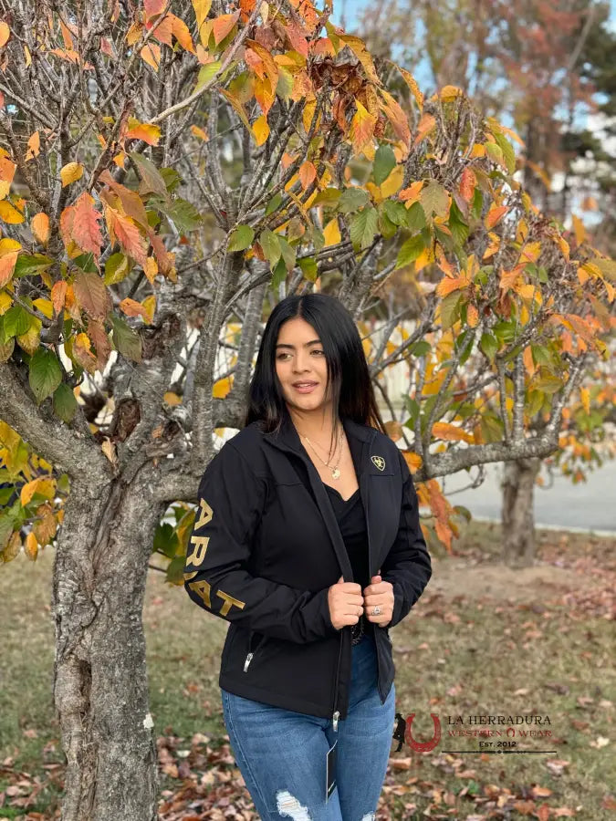 Ariat Jacket Softshell Black & Gold Team Logo Ropa Mujeres