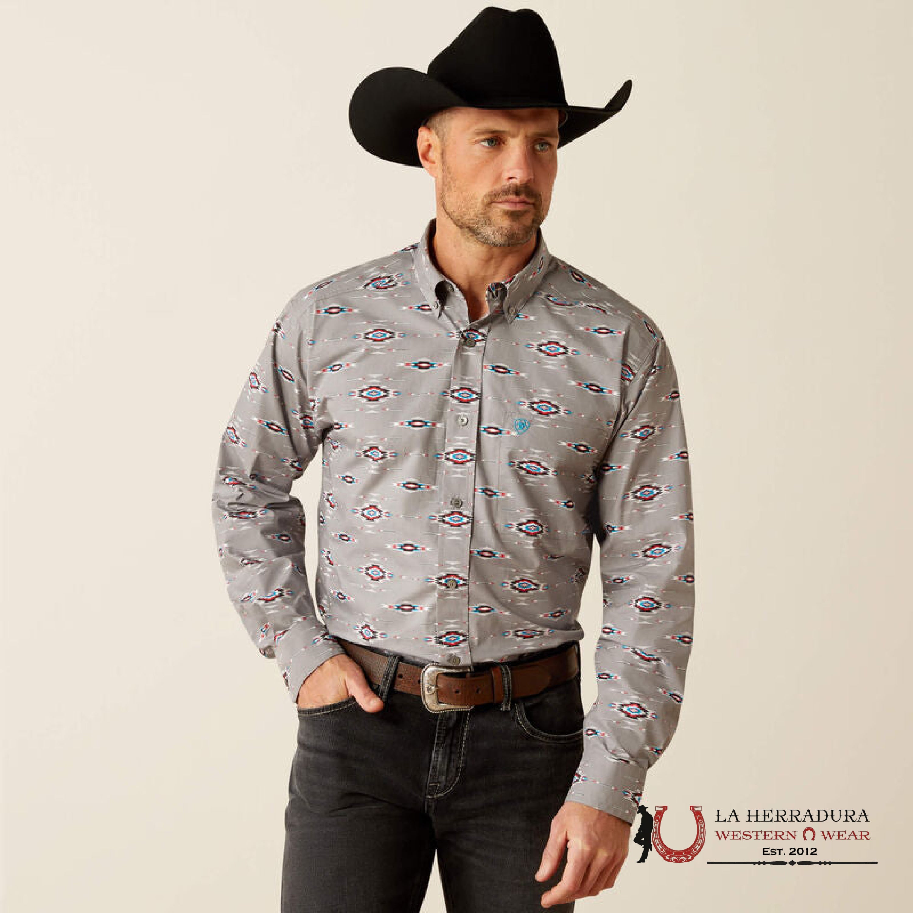 Ariat Jarrod Long Sleeve Shirt Grey Classic Fit - 3896 Ropa Hombres