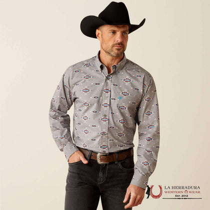 ARIAT CAMISA DE MANGA LARGA JARROD AJUSTE CLÁSICO GRIS - 10053896