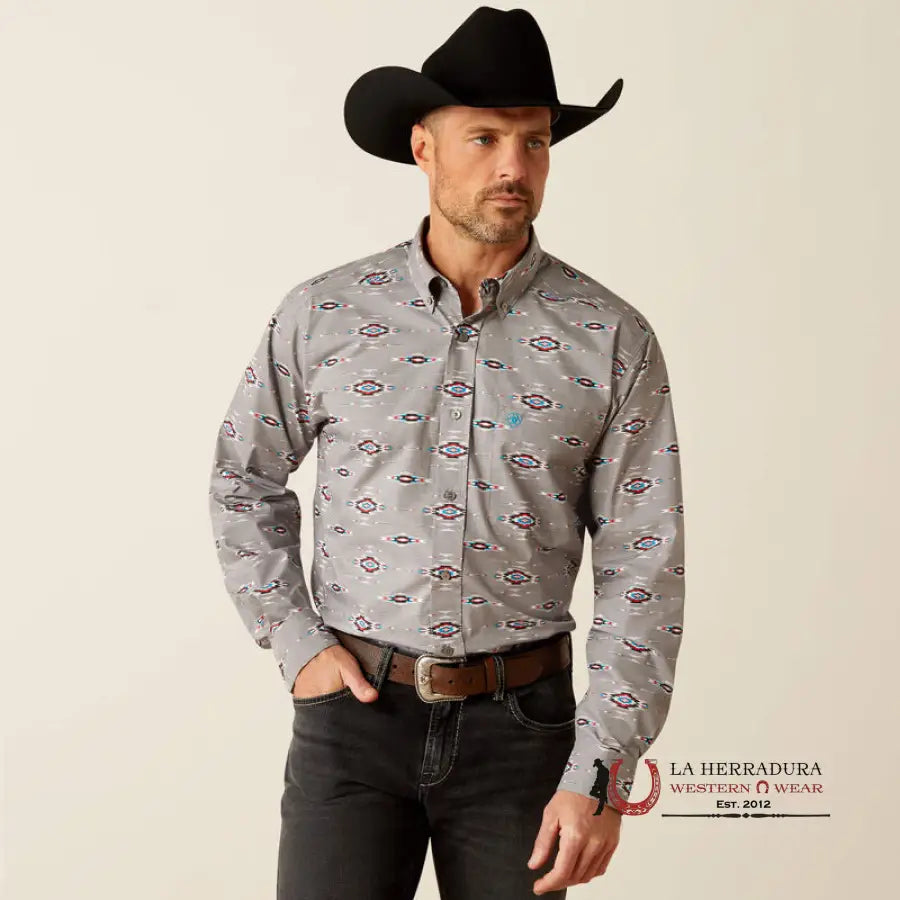 Ariat Jarrod Long Sleeve Shirt Grey Classic Fit - 3896 Ropa Hombres