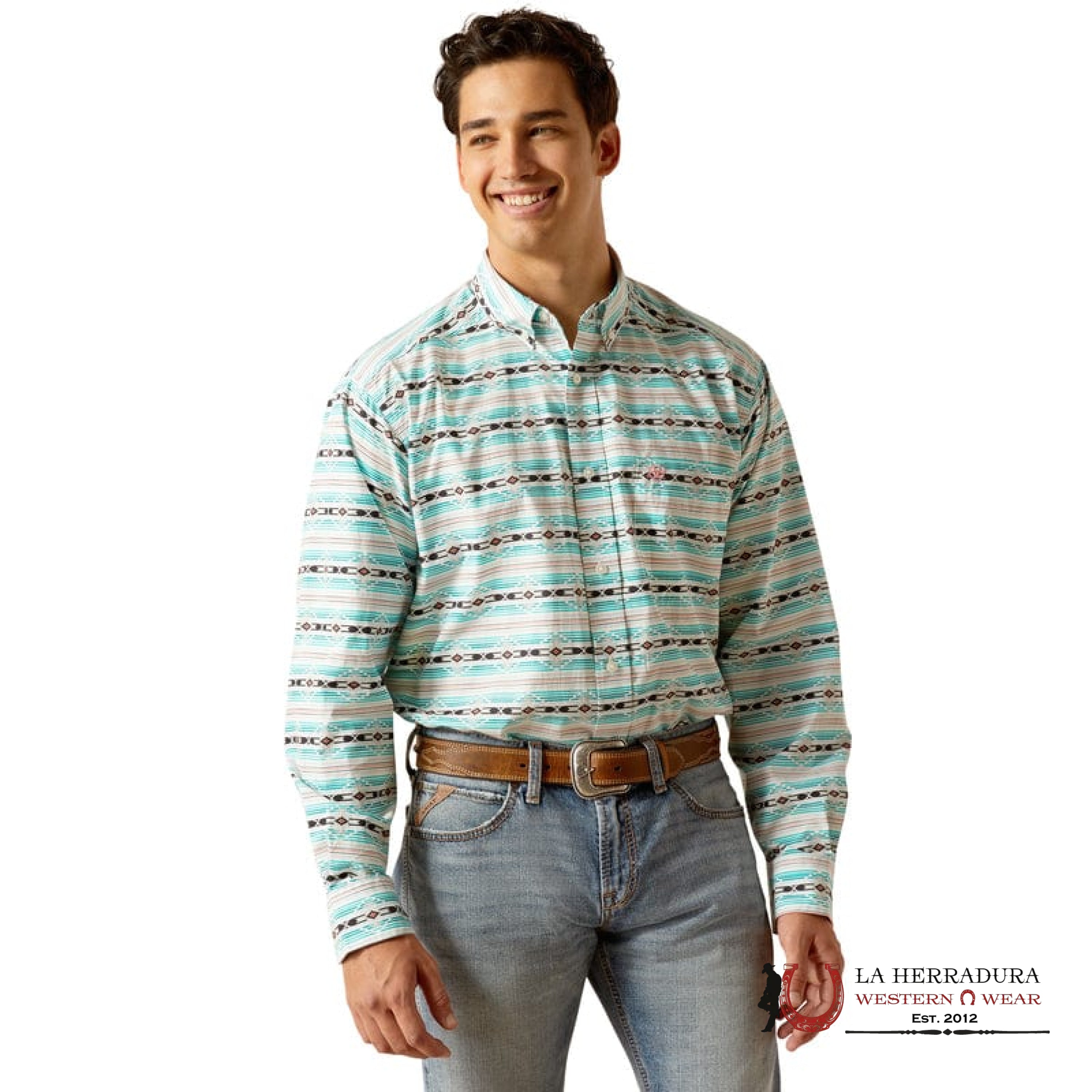 ARIAT JEFFERSON LS SHIRT ICE GREEN 10051495 ROPA HOMBRES