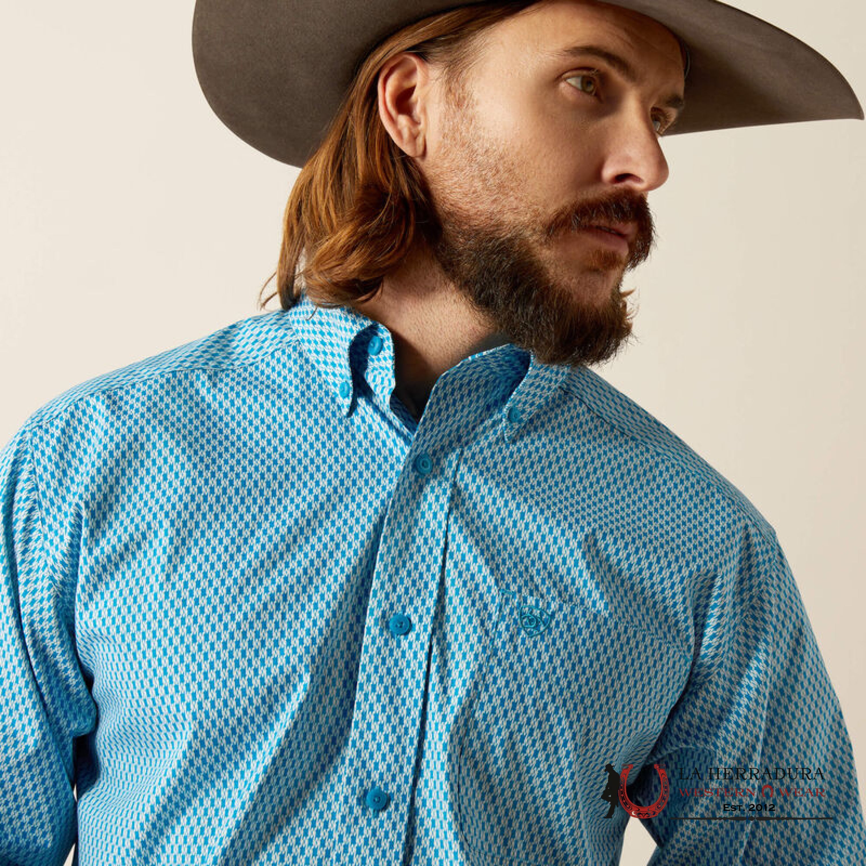 Ariat Johnson Long Sleeve Shirt Blue Classic Fit - 3897 Ropa Hombres