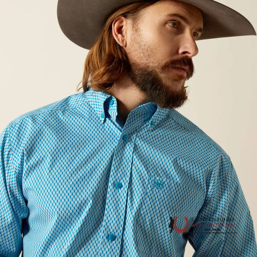 Ariat Johnson Long Sleeve Shirt Blue Classic Fit - 3897 Ropa Hombres