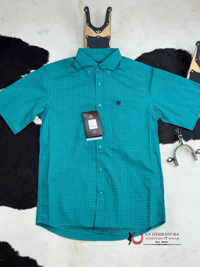 Ariat Judd Turquoise Short Sleeve Shirt 10051527 Ropa Hombres