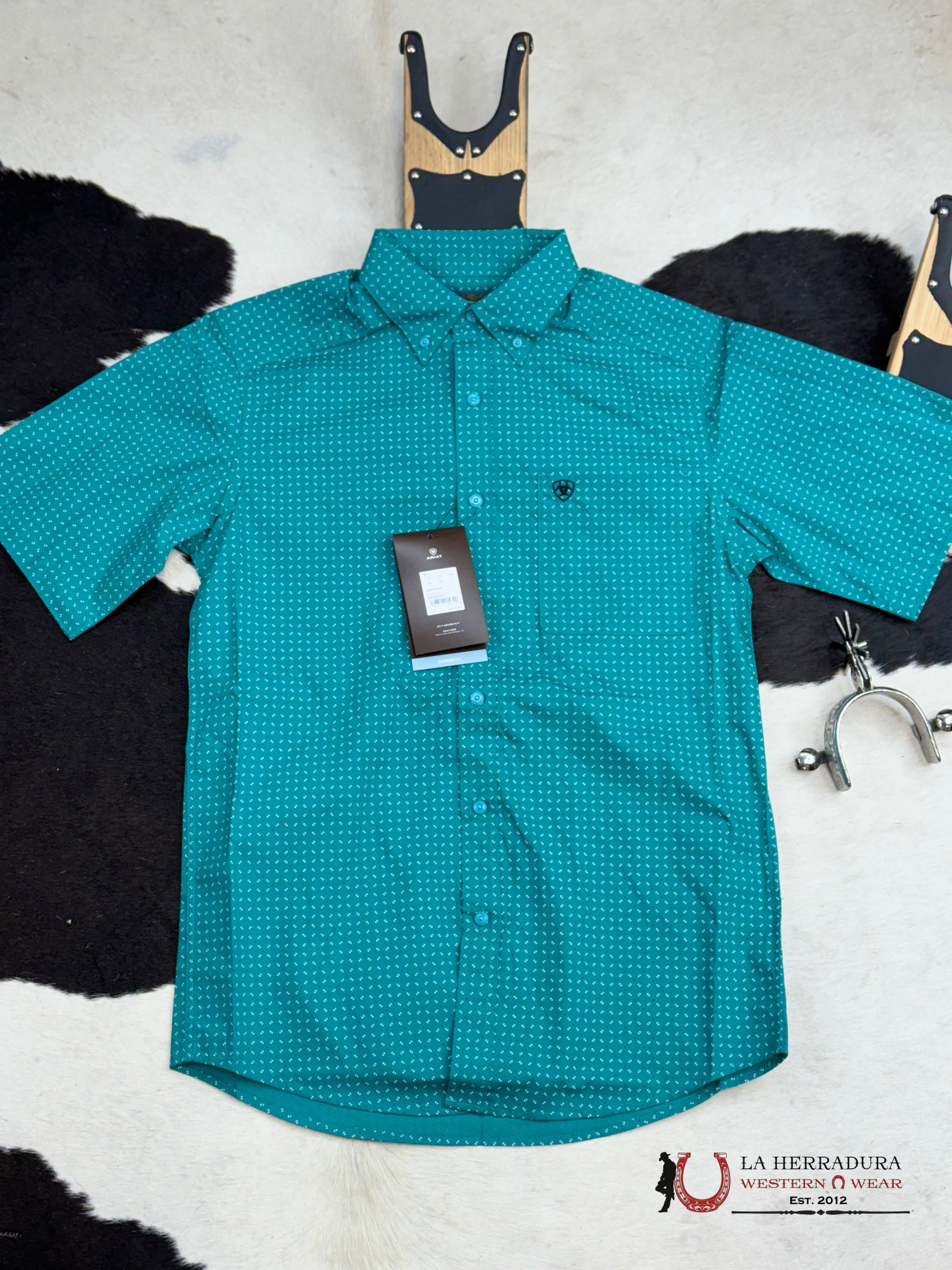 Ariat Judd Turquoise Short Sleeve Shirt 10051527 Ropa Hombres