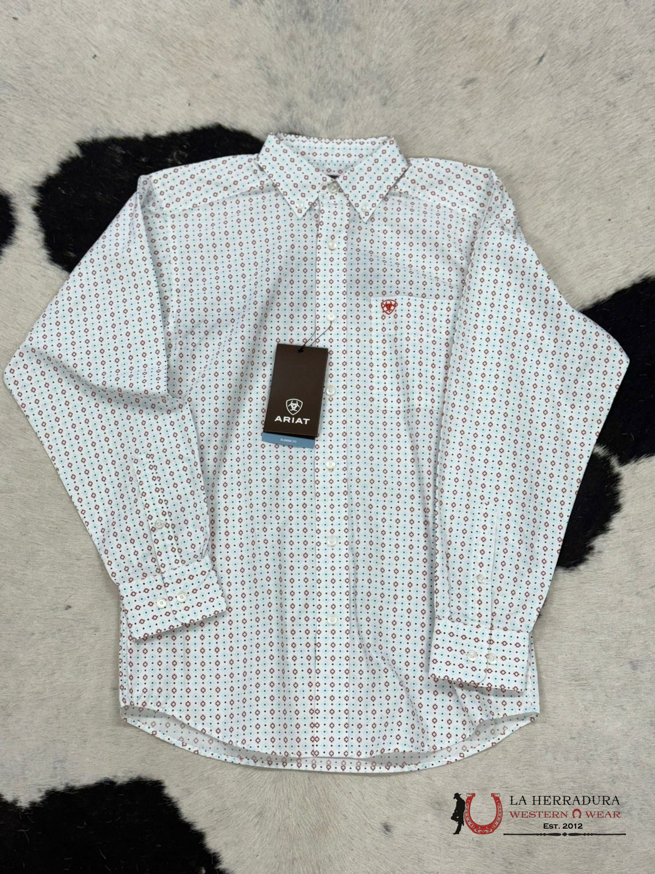 Ariat Kade White Long Sleeve Shirt Classic Fit Ropa Hombres