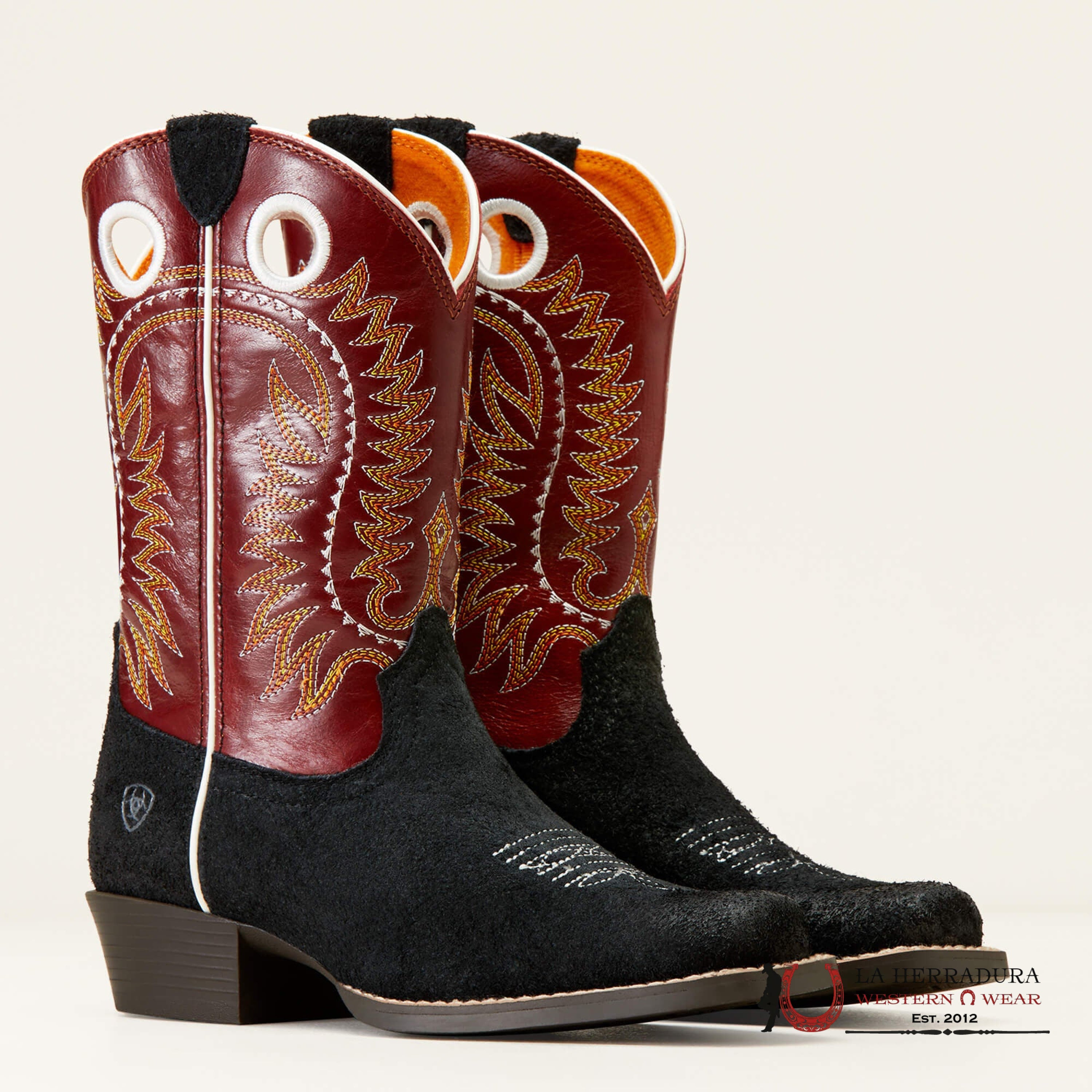 ARIAT KIDS DERBY MONROE BLACK ROUGHOUT/CRIMSON -10047035 NIÑOS