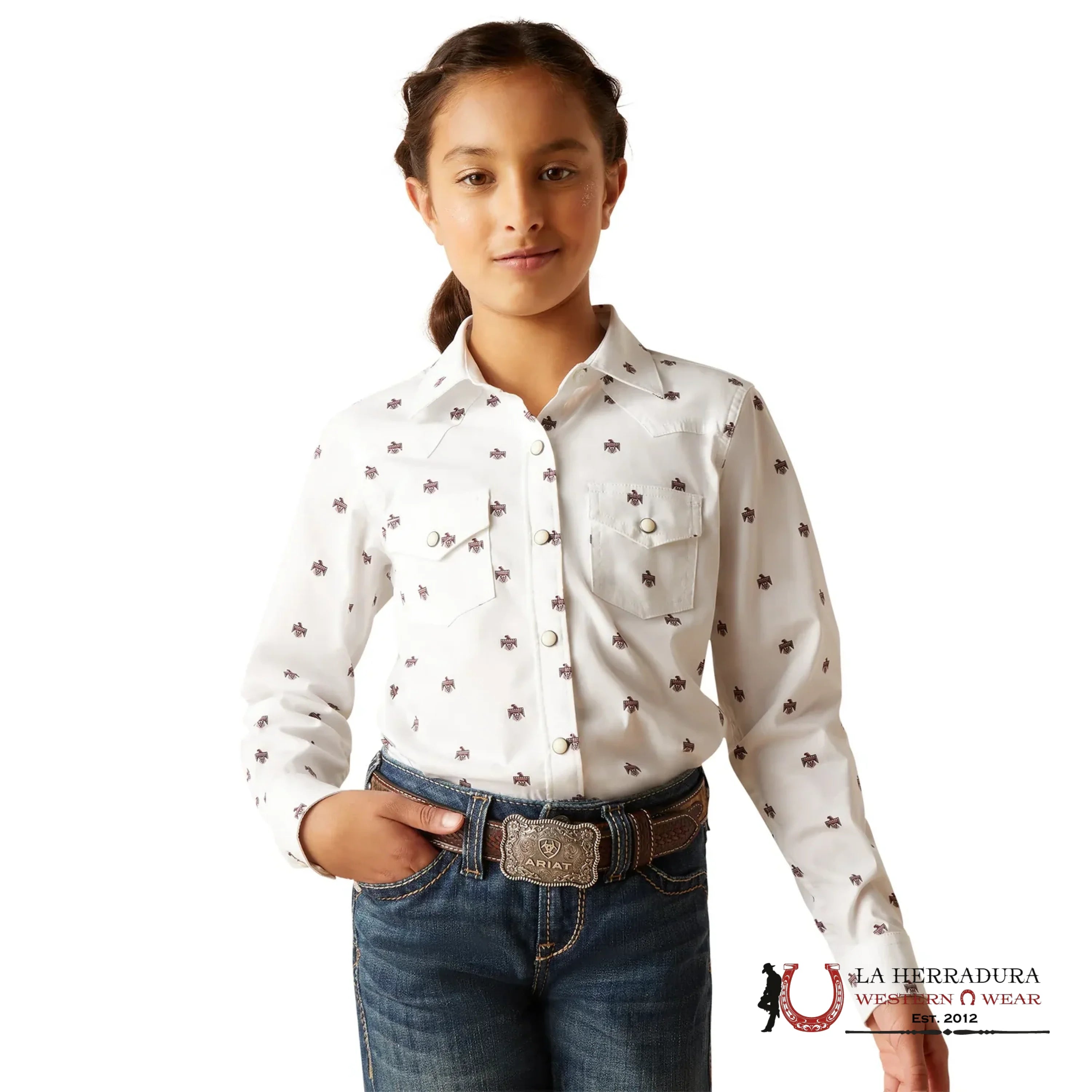 ARIAT KIDS SHIRT -WHITE THUNDERBIRD LS 10047180 NIÑOS