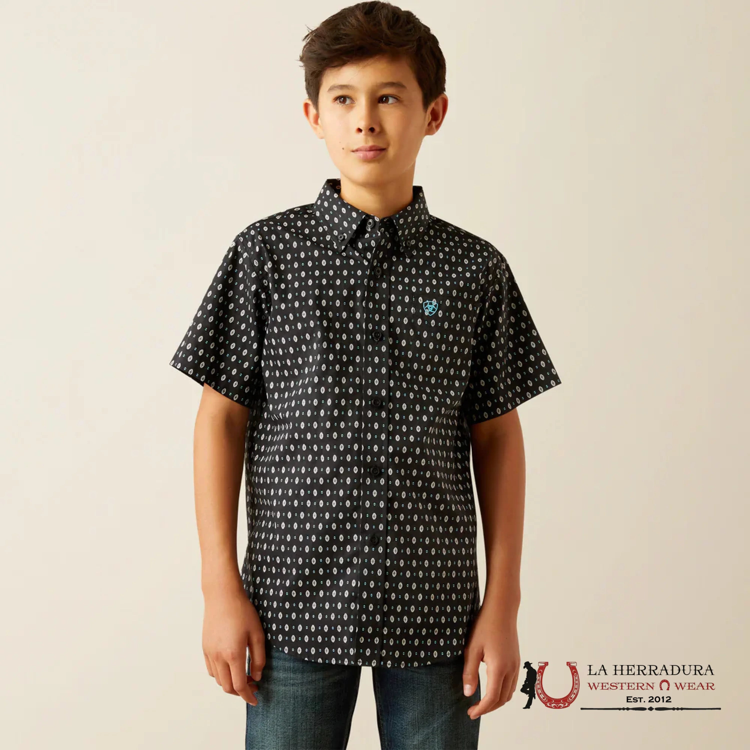 ARIAT KIDS SHIRT - BLACK STEELIE SS 10058699 NIÑOS