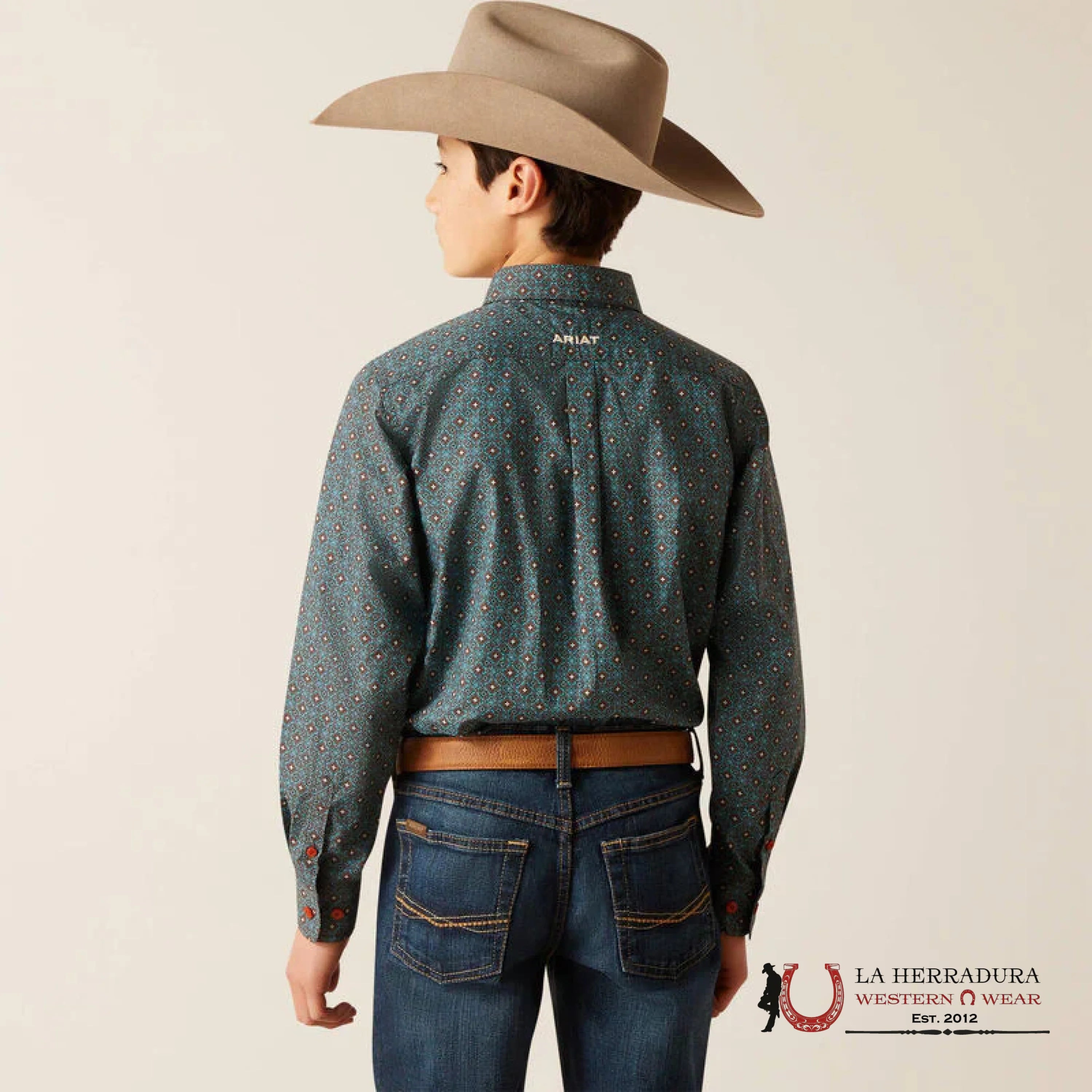 ARIAT KIDS SHIRT -BOYS BITTER CHOCOLATE BRODERICK LS 10046432 NIÑOS