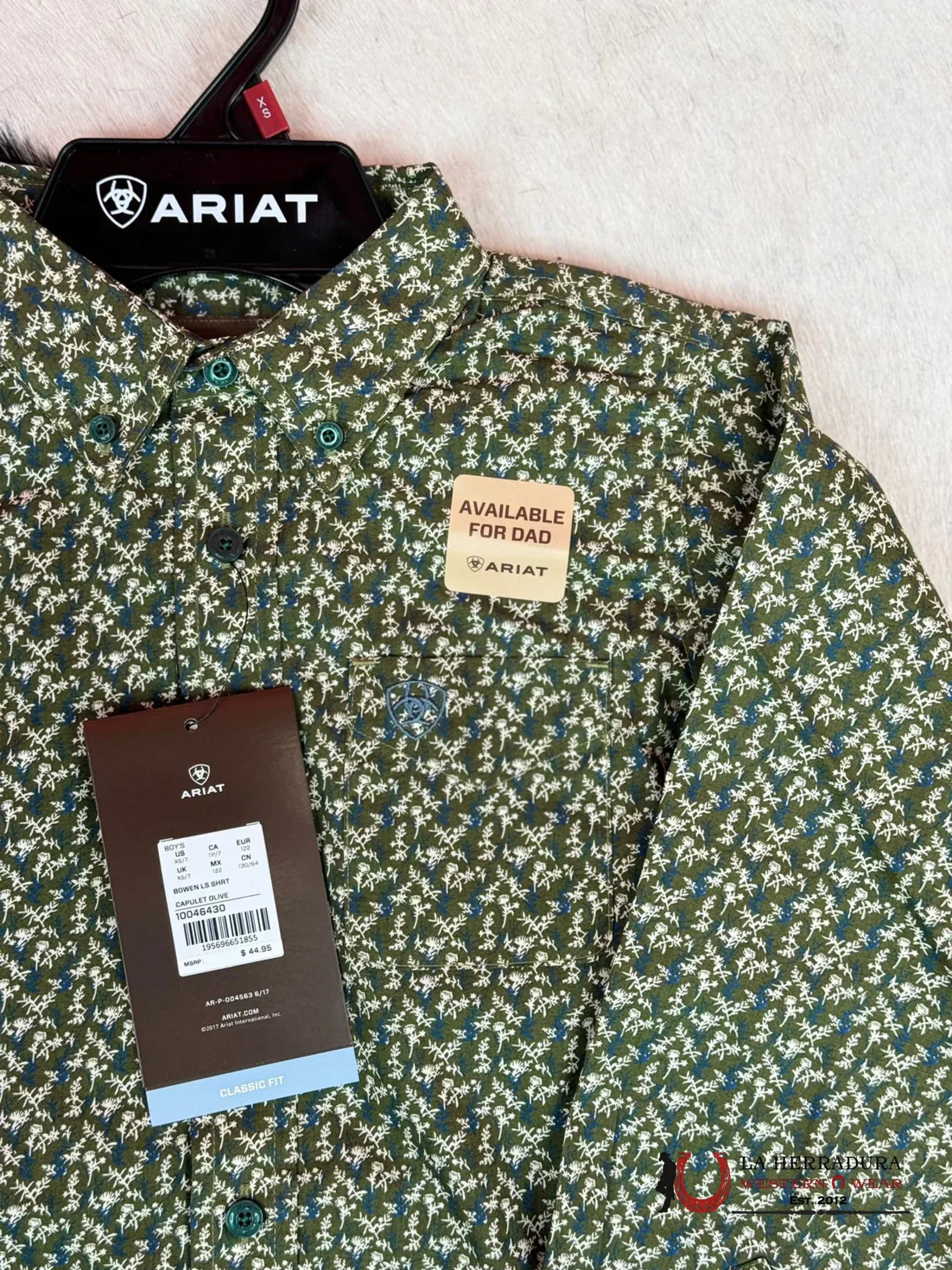 ARIAT KIDS SHIRT -BOYS CAPULET OLIVE BOWEN LS 10046430 NIÑOS