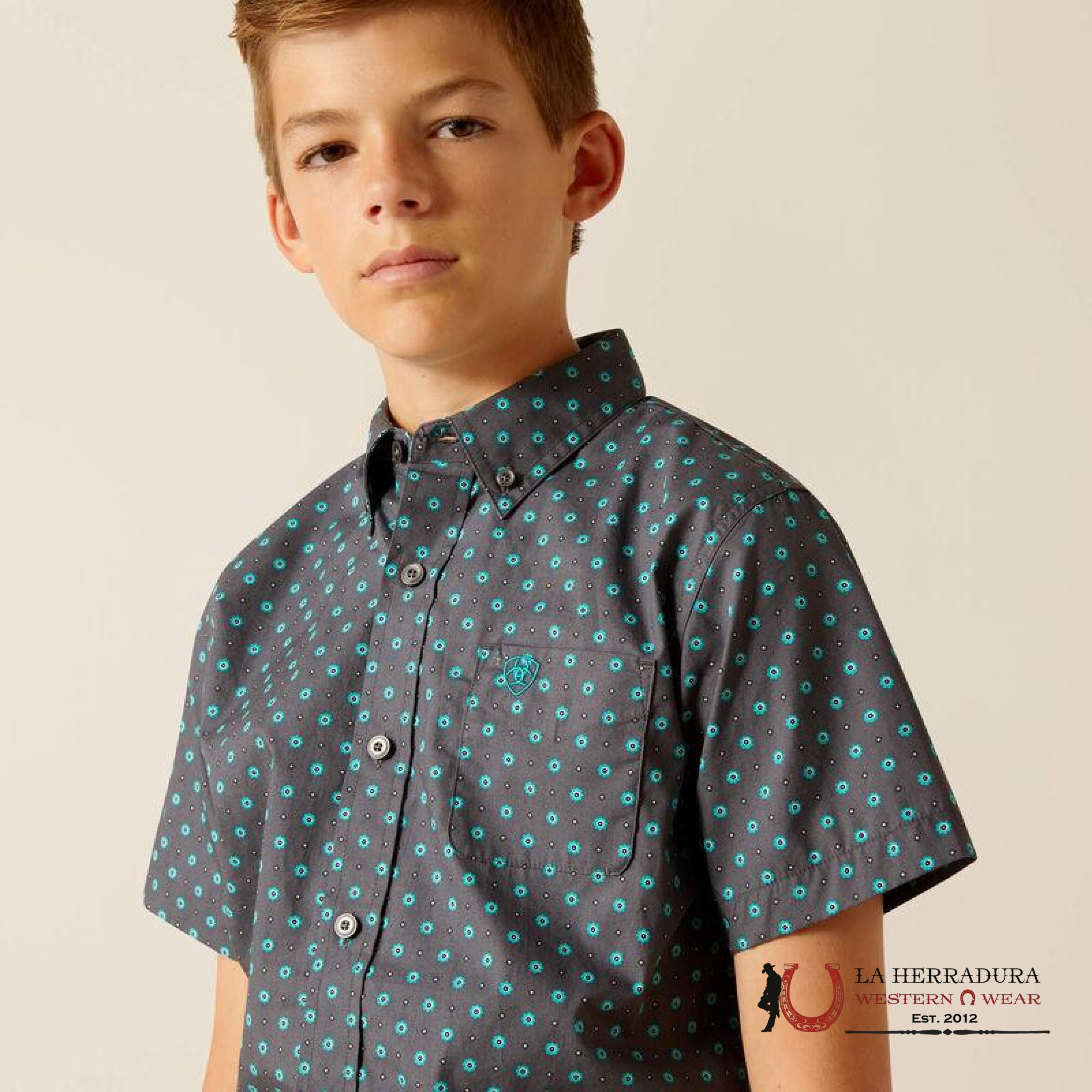 ARIAT KIDS SHIRT -BOYS GRAY JOHNNIE 10051397 NIÑOS