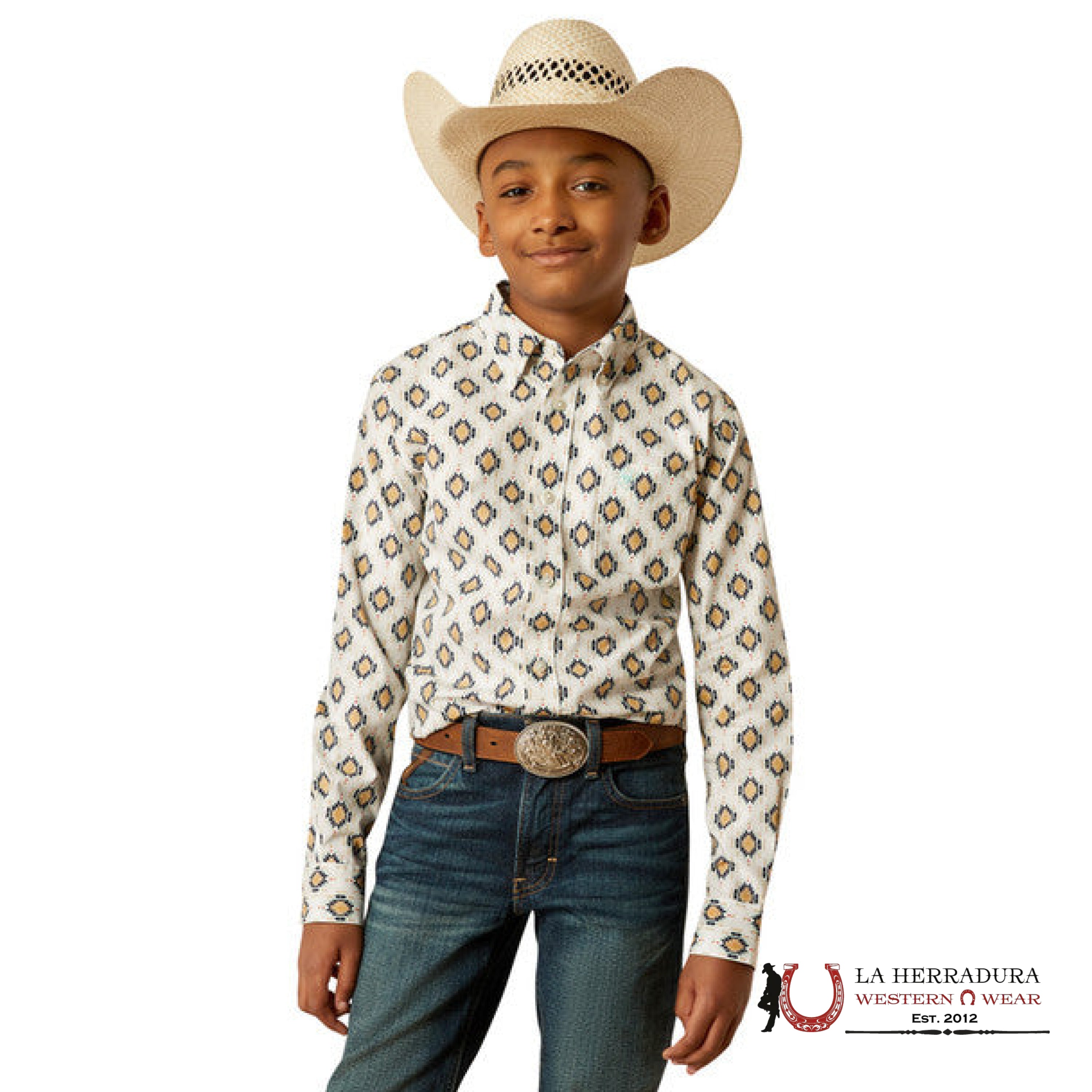 ARIAT KIDS SHIRT -BOYS KHAKI CAI LS 10054784 NIÑOS