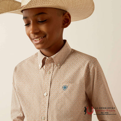 ARIAT CAMISA INFANTIL - NIÑO MANGA LARGA JOHNNY CAFÉ CLARO 10054790